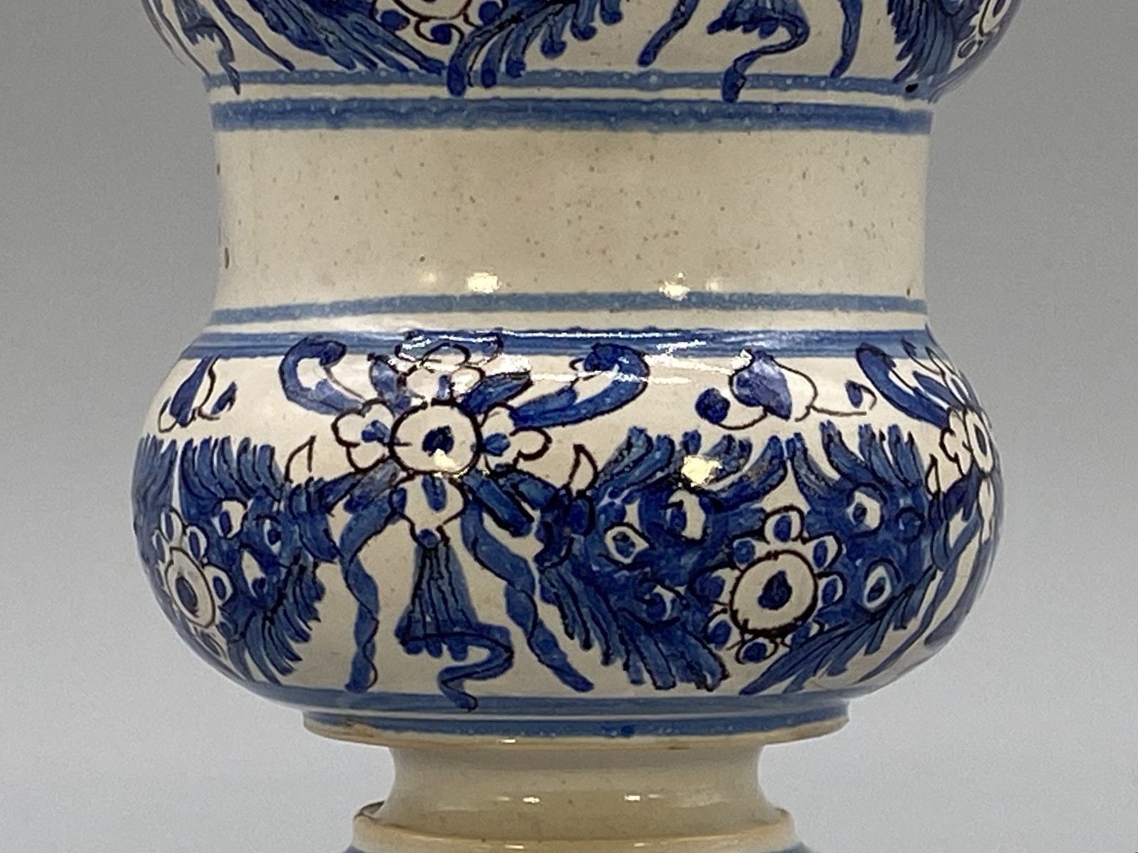 c. 1730 Italian Majolica Nove Waisted Blue & White Albarello Drug Pharmacy Jar