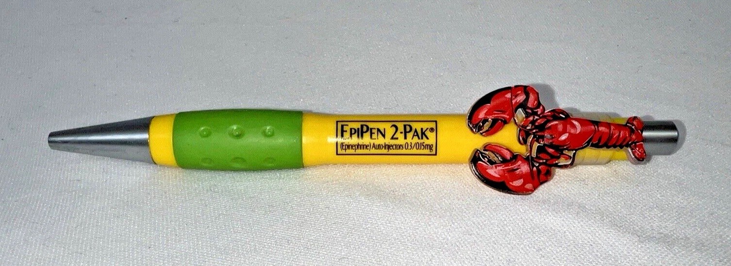 LOBSTER EpiPen Drug Rep Collectible Pharmaceutical Clicker Pen Red Pocket Clip