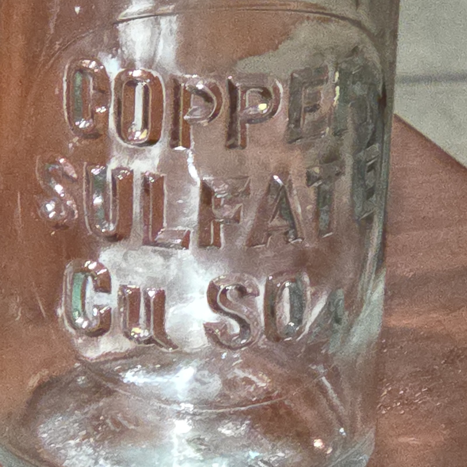 Vintage Wheaton Copper Sulfate CuSO4 Glass Bottle No. 30 Embossed Laboratory USA