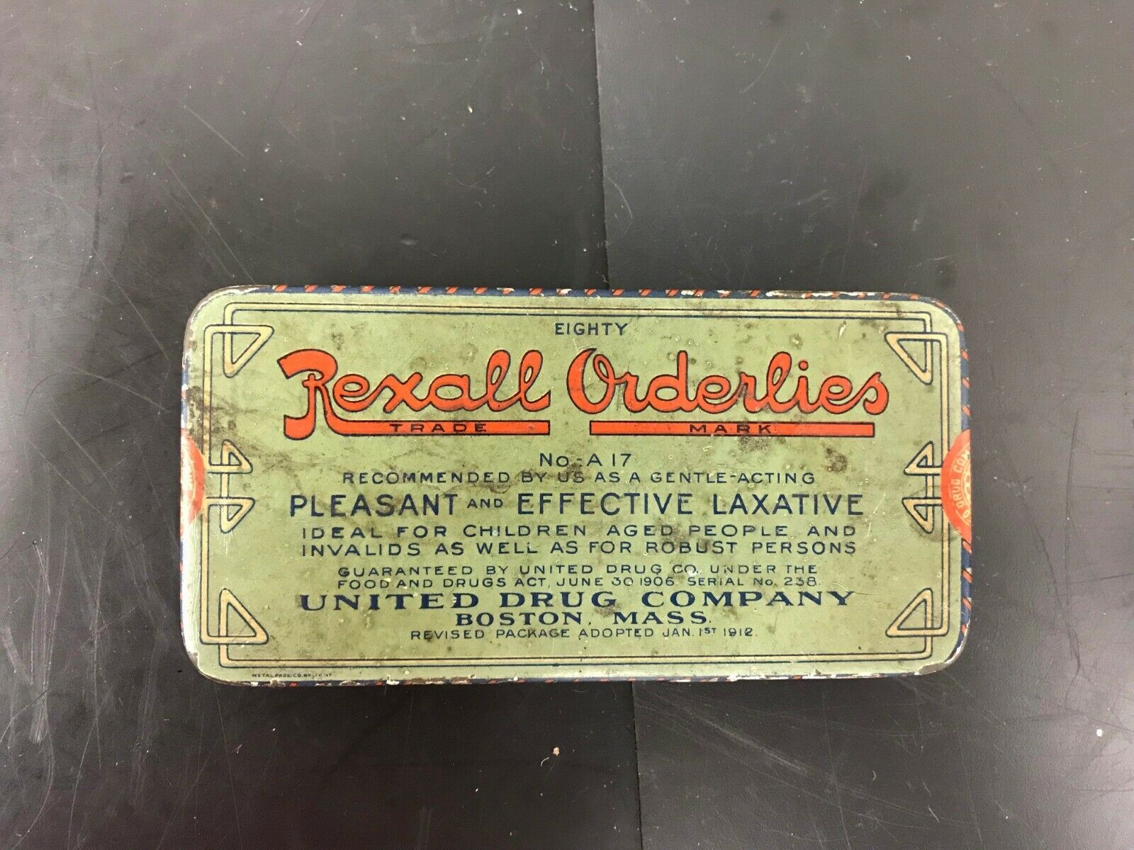 VINTAGE REXALL ORDERLIES NO. A17 UNITED DRUG COMPANY USA MEDICAL DOCTOR MEDICINE