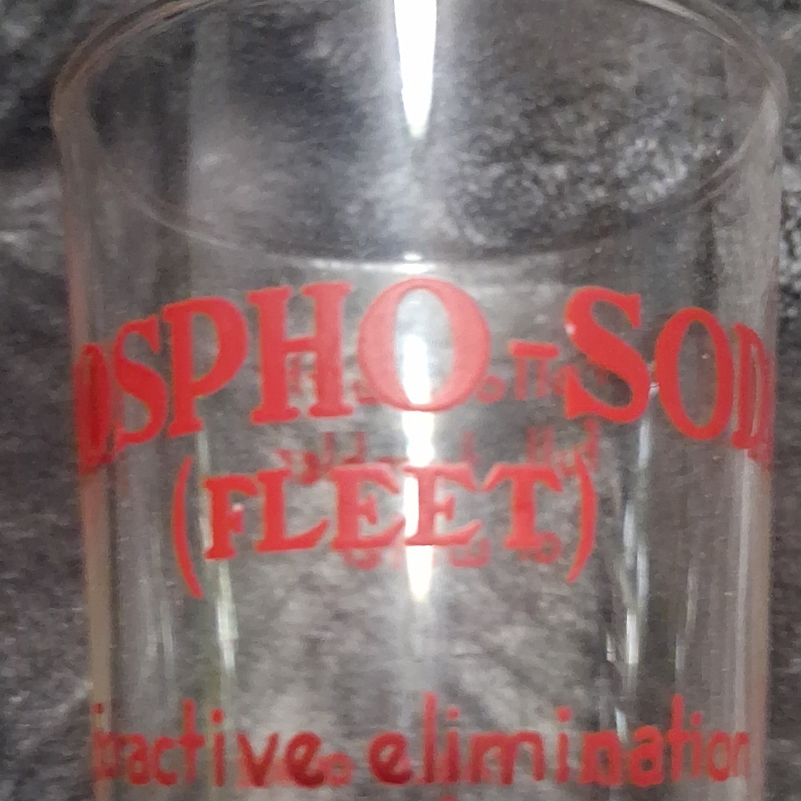 Fleet Phospho-Soda Glass Dosage Measuring Medicine Cup, Red Lettering Markings