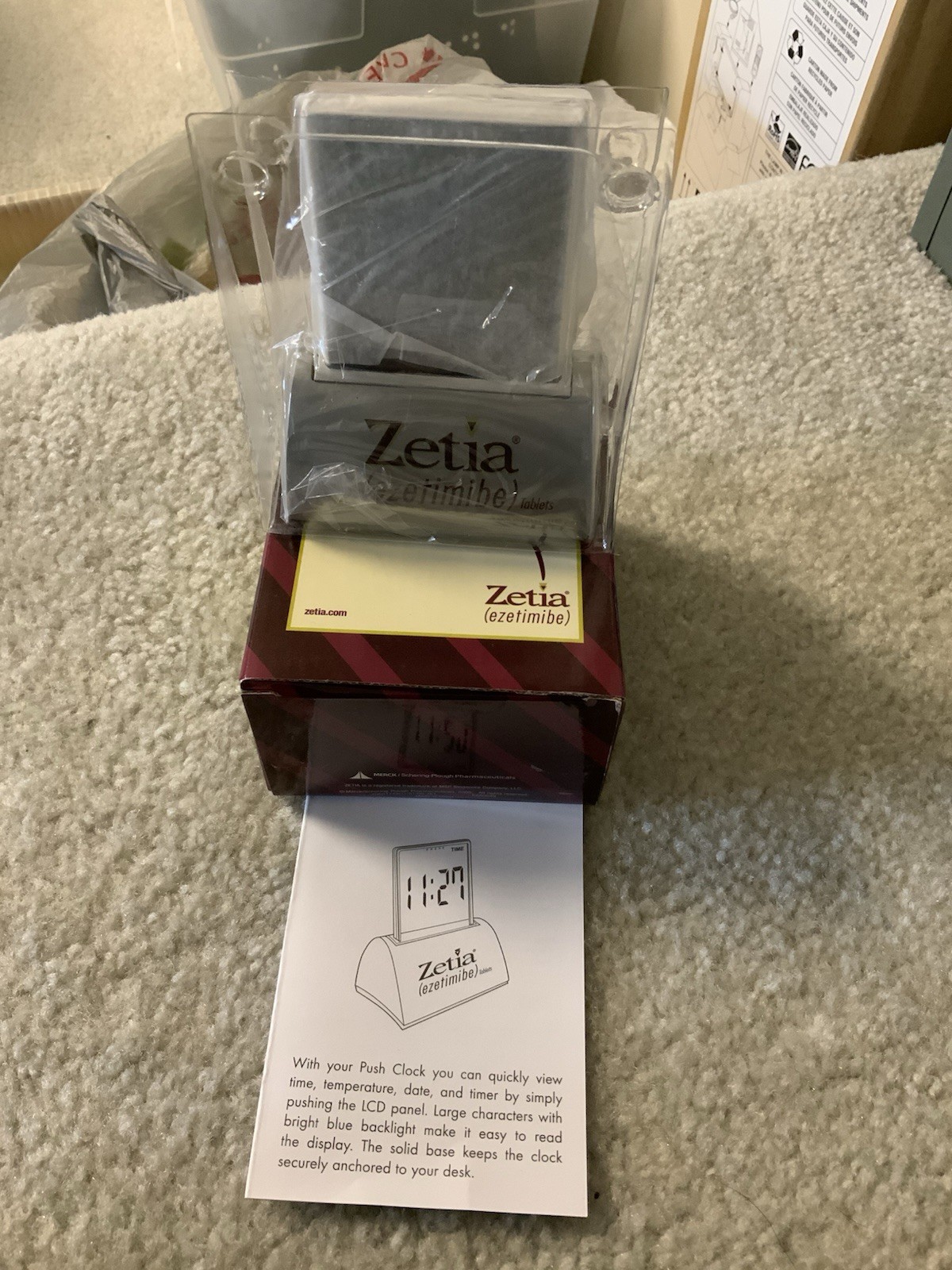 ZETIA Pharmaceutical CLOCK, Still in Original Box – NEW Promo Drug Rep