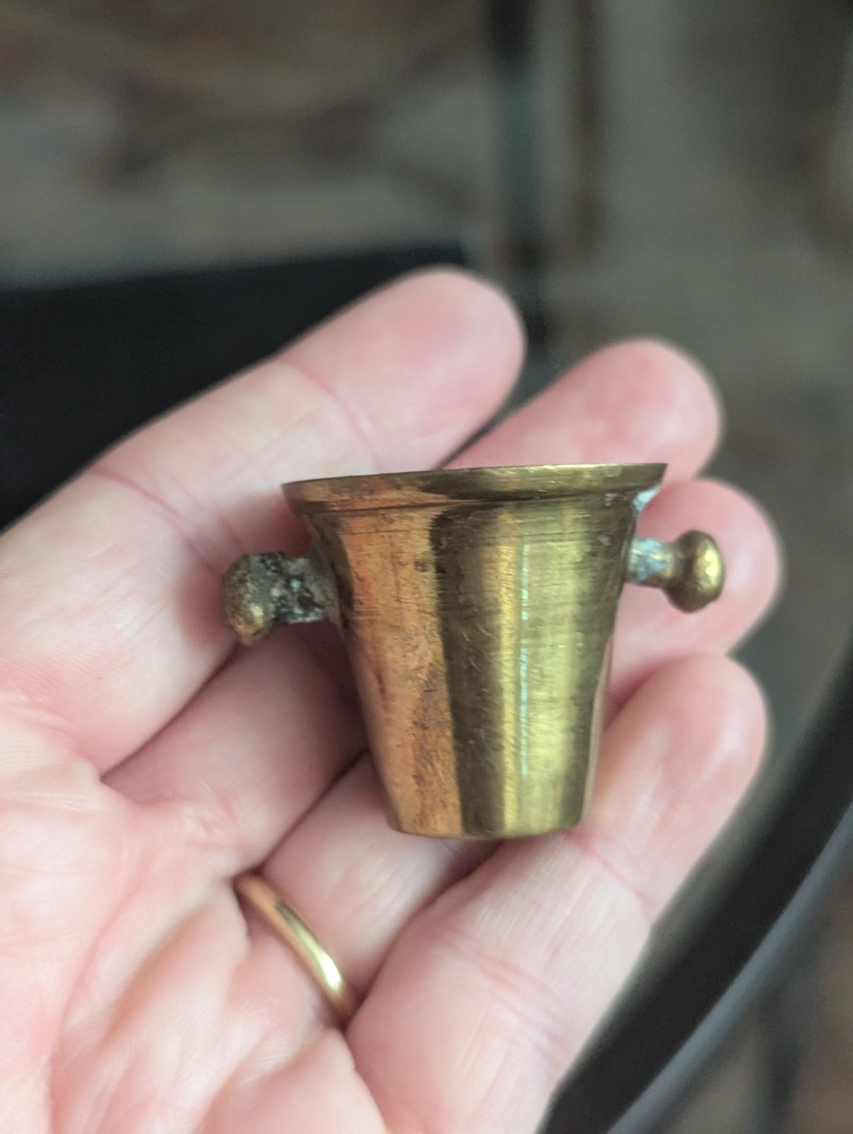 Vintage Dollhouse Miniature Brass Mortar Bucket Decorative Art