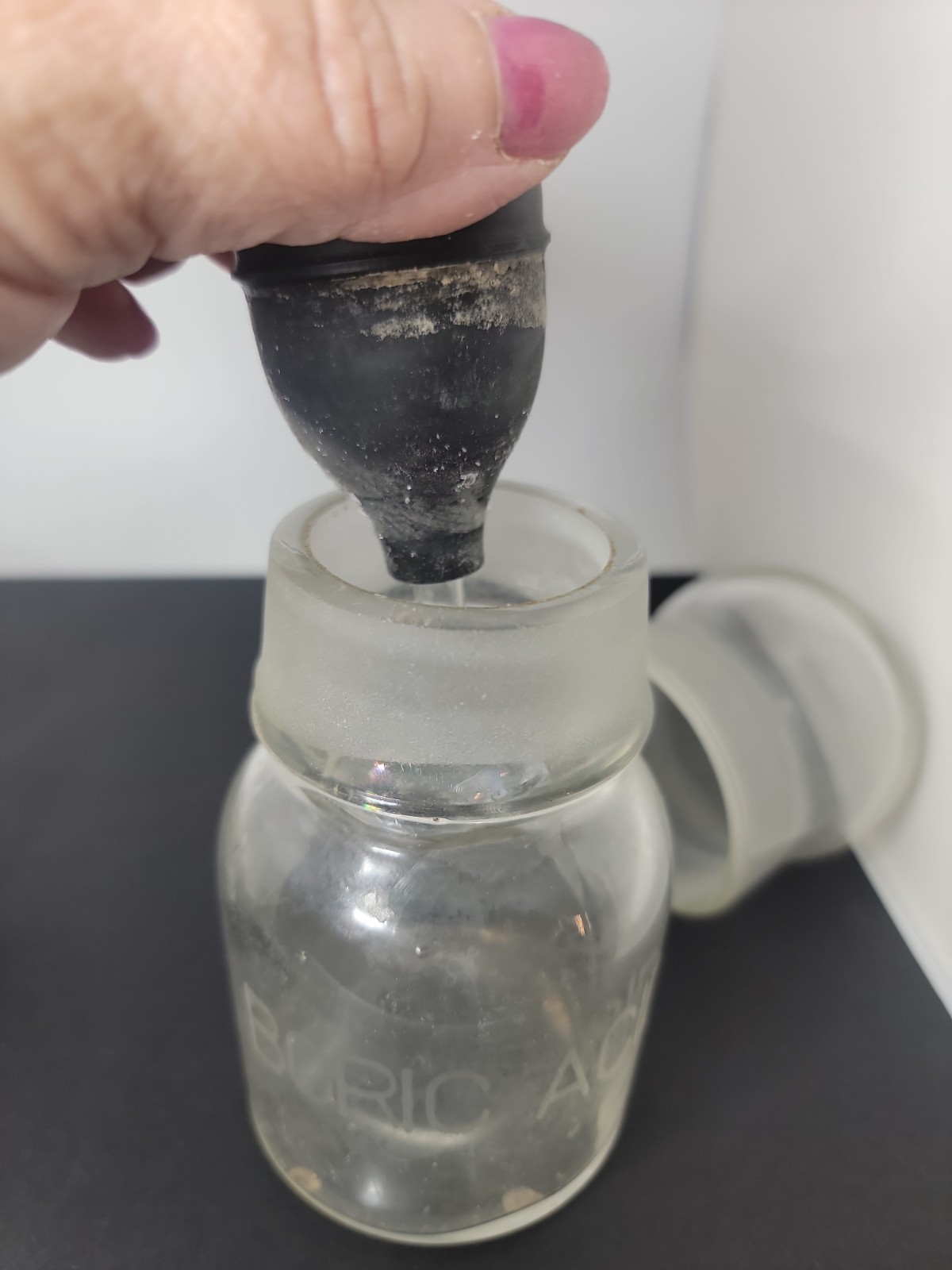 Vintage Apothecary Boric Acid Glassware With Stopper