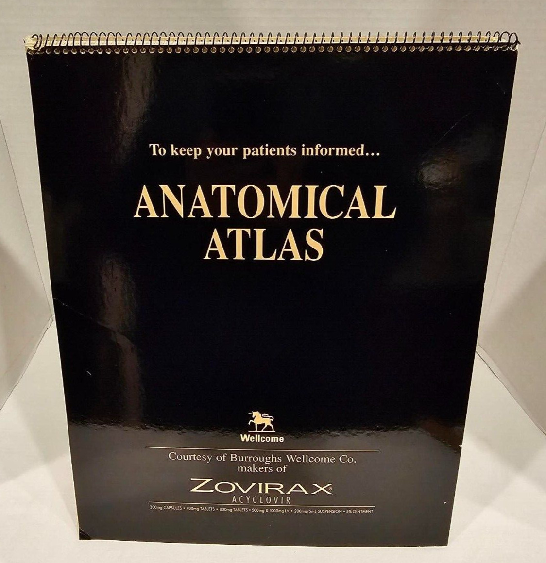 Vintage BURROUGHS WELLCOME CO Zovirax Anatomic Atlas Free Standing 1994