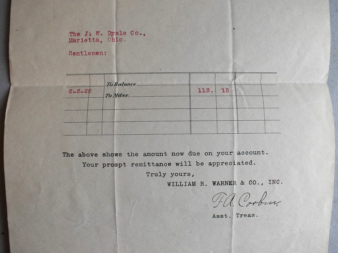 William R. Warner Medicine Drug Pharmacy Laboratories Vintage 1925 LETTERHEAD