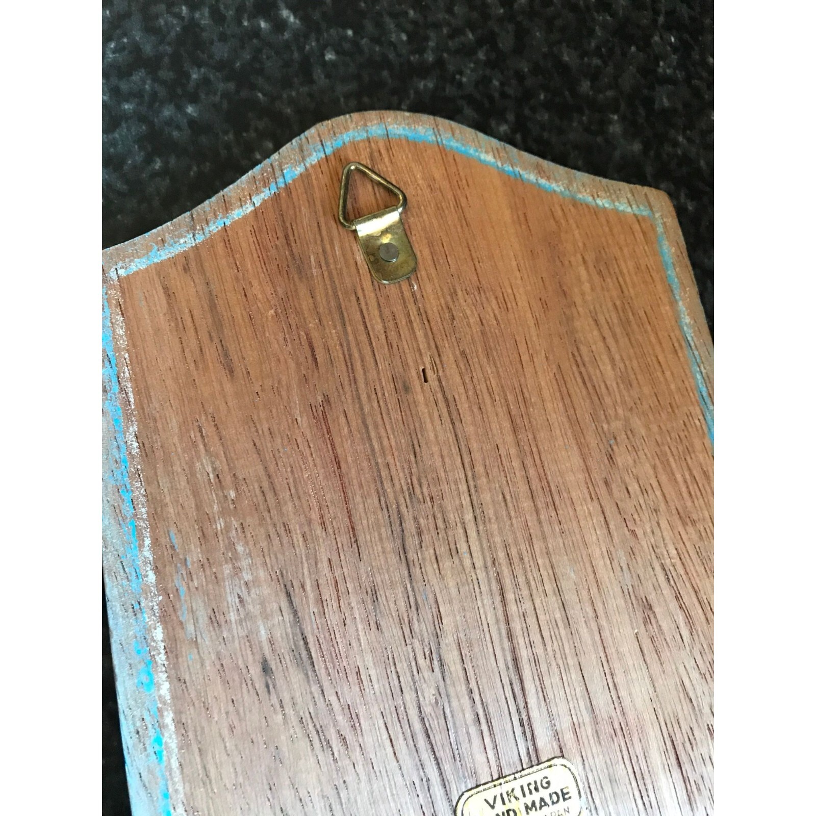Vtg 1970 PHARMACIST Blue Wood Sign Plaque Viking Handmade Japan Original Label