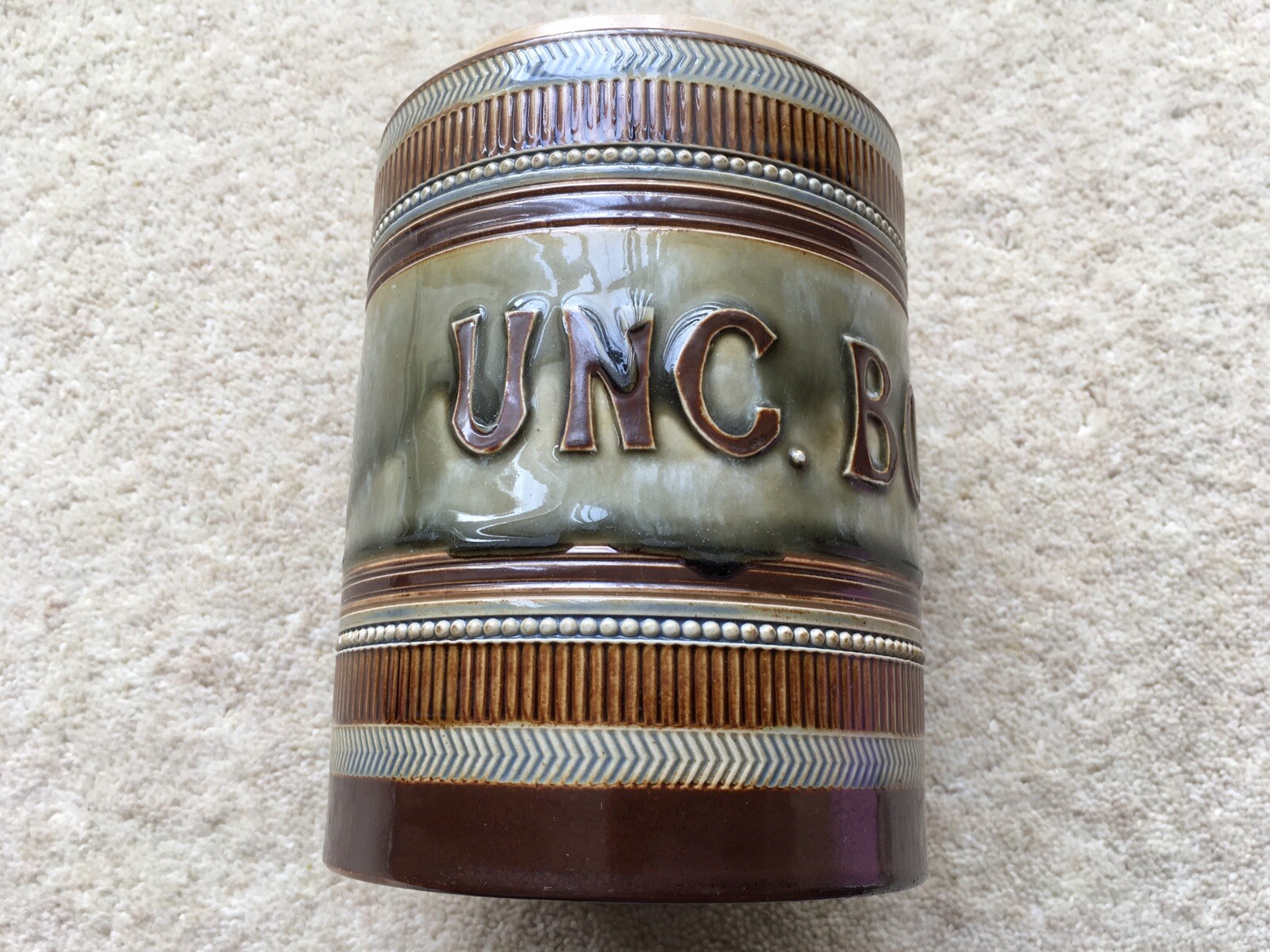 RARE C1910 VINTAGE ROYAL DOULTON POTTERY”UNC.BORIC”CHINA CHEMISTS JAR/POT