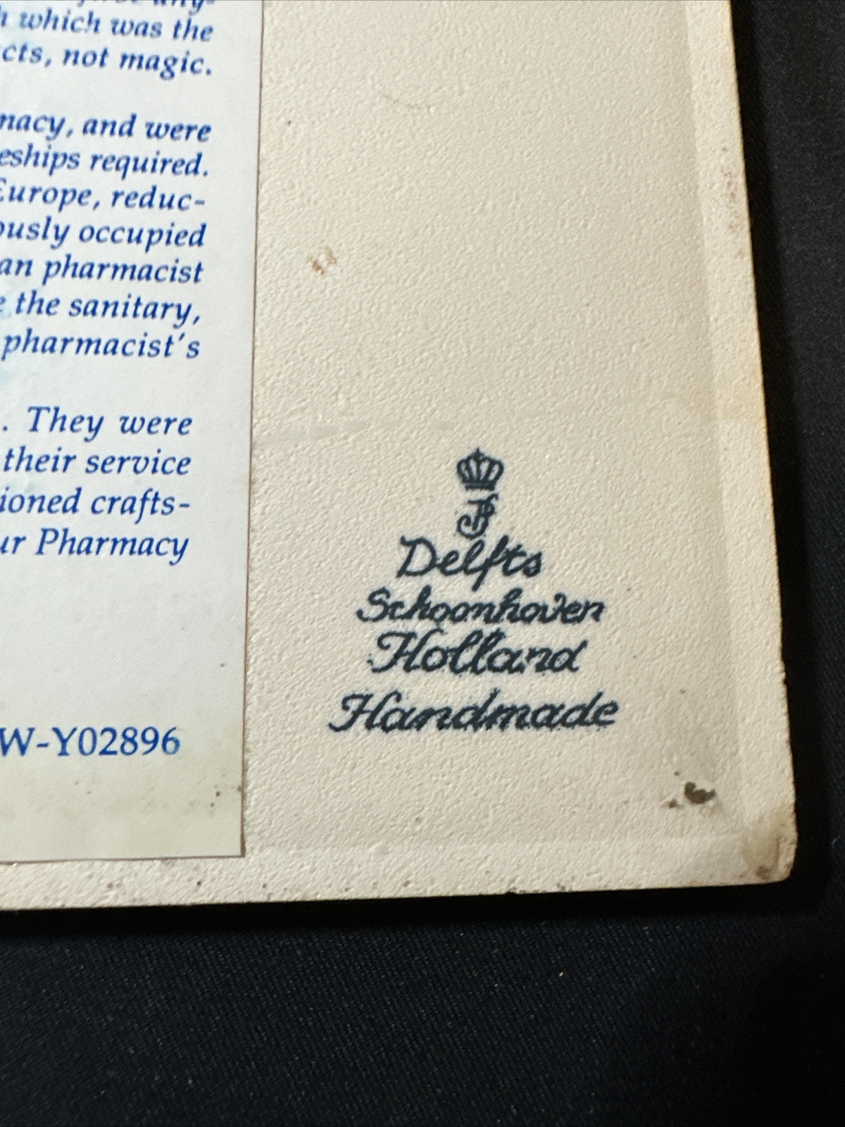 THREE Vintage Blue Delfts Schoonhoven Holland Handmade 6″ Ceramic Tiles Pharmacy