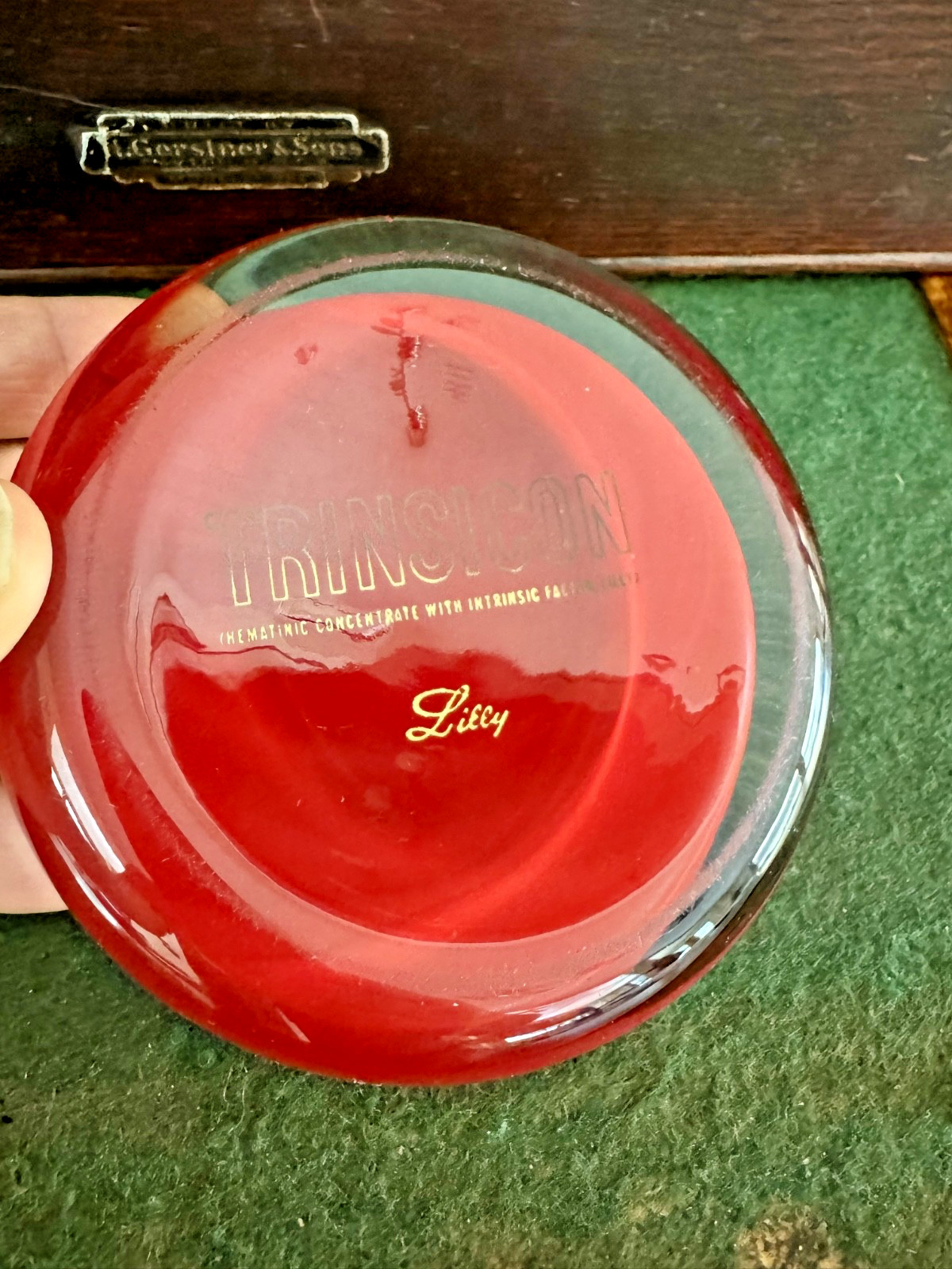 Vintage Eli Lilly Trinsicon Glass Paperweight Red Blood Cell Medical Advertising