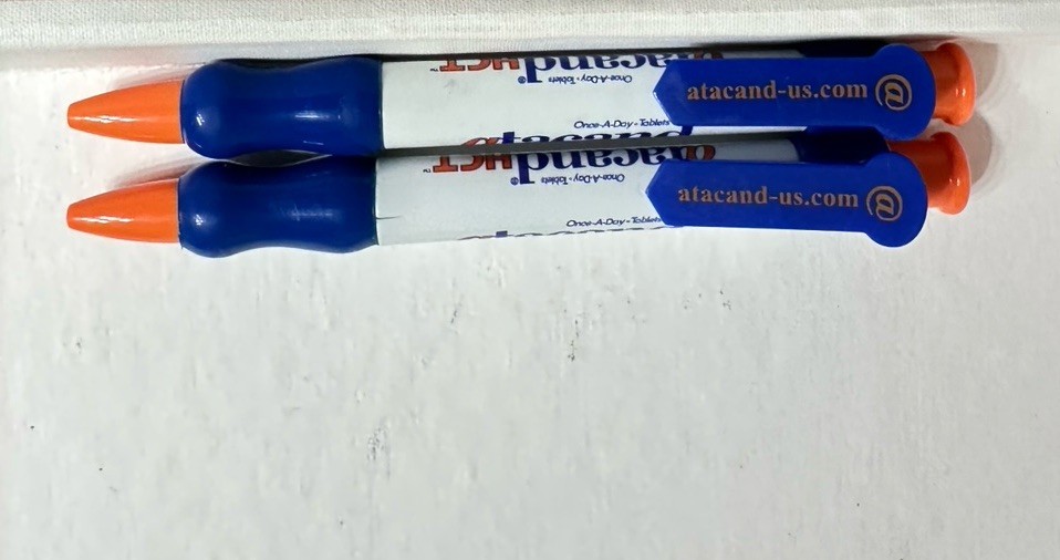 LOT OF 2 ATACAND HTC Drug Rep Advertising Pen Pharmaceuticals Collectable Pharma