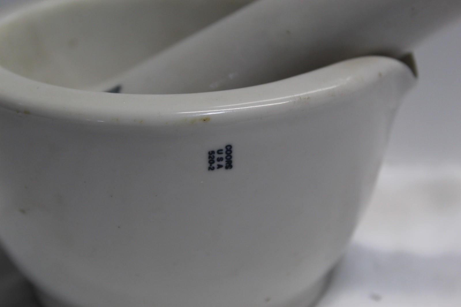 Vintage Large White Coors USA Porcelain Mortar Pestle Set 520-2