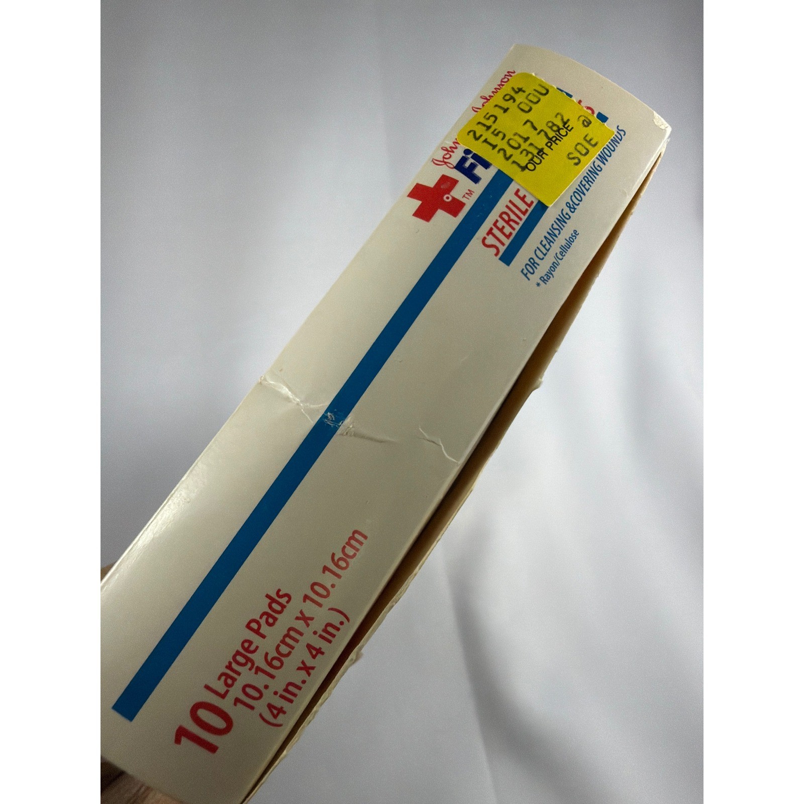 Vintage Johnson Johnson First Aid Gauze Pads 4×4 Box 9 Steri-Pad Medical Prop