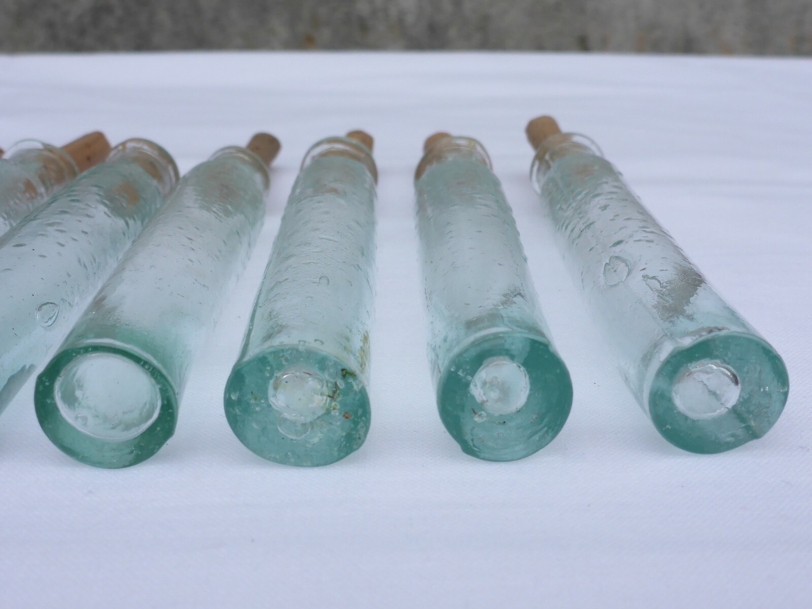 2 X Old Small Medicine Glass Pharmacy Bottle Green Long Approx. 10.0 Cm