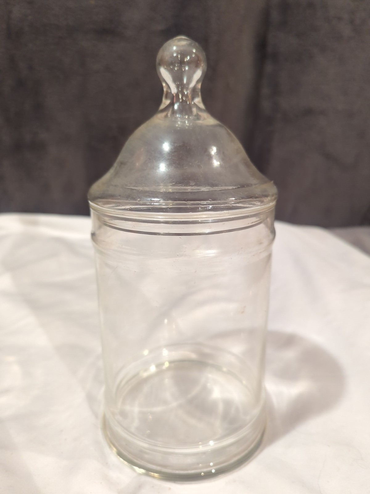 Vintage Apothecary Pharmacy Clear Glass Jar with Knob Lid