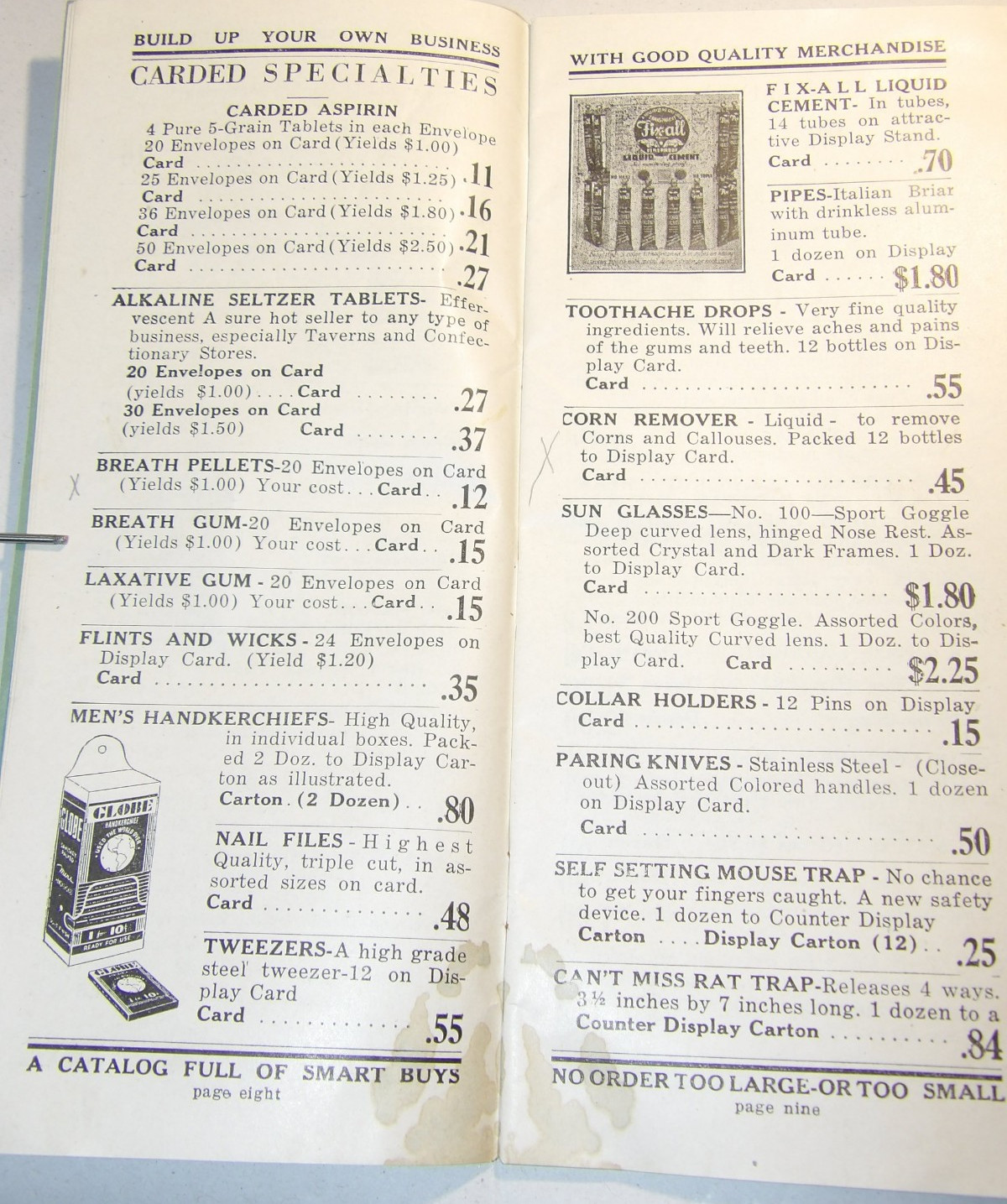 VTG 1930s DRUG STORE WHOLESALE CATALOG! DEPRESSION PRICES! CONDOMS/SHAVING/MEDS!