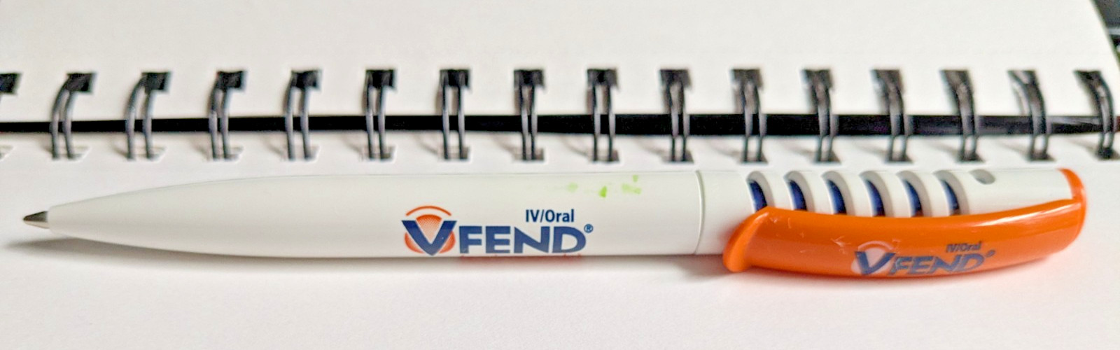 RARE VFEND voriconazole IV/Oral Medicine Advertising Collectible Pen Whit Orange