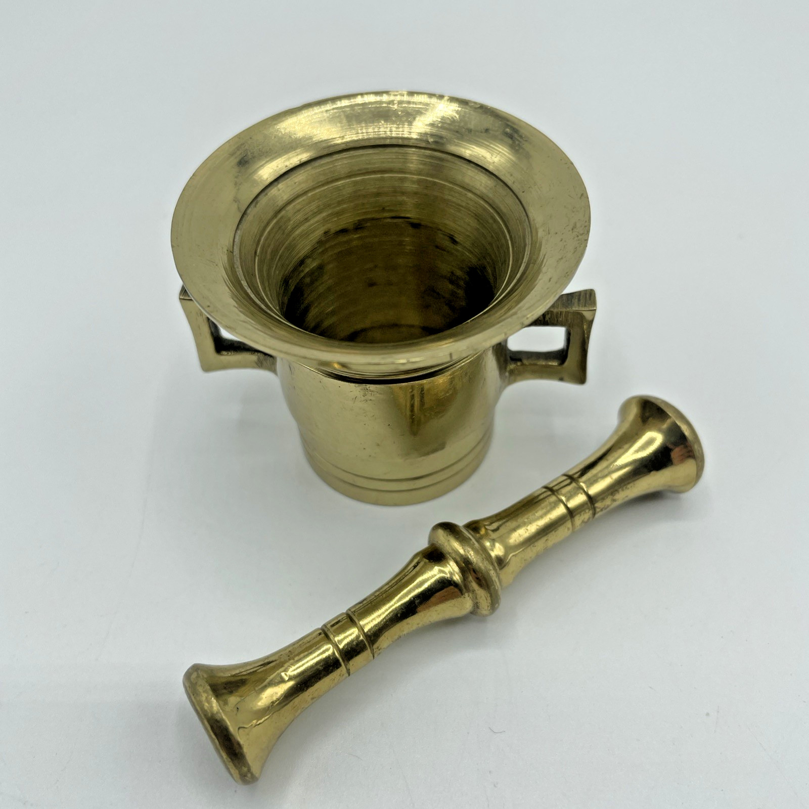 Brass Mortar And Pestle Small 1.75” H Pestle 3” Vintage Pharmacy Apothecary