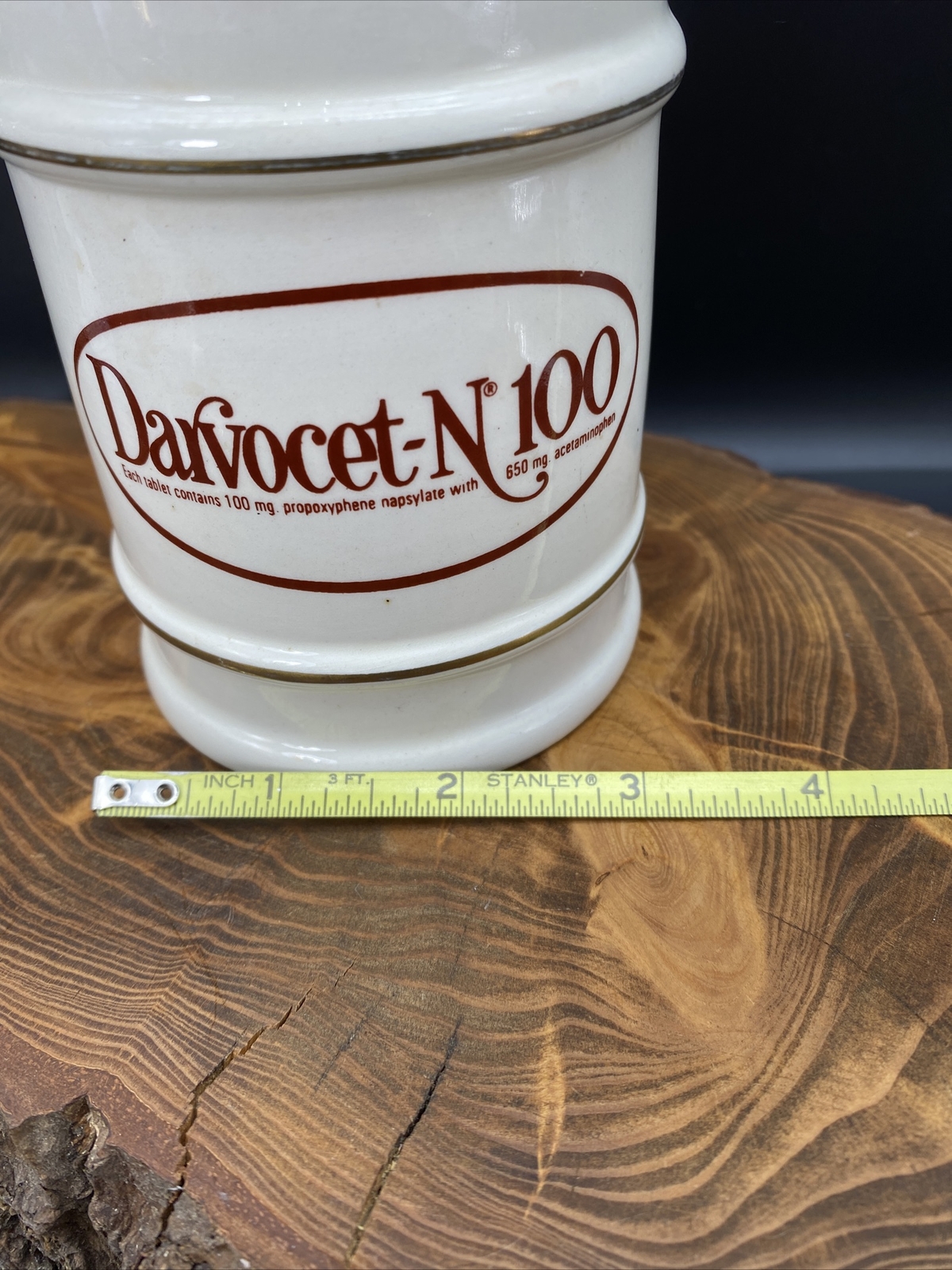 VTG Darvocet N 100 Porcelain 7”Apothecary Jar Lofisa Lilly Pharmaceutical Darvon