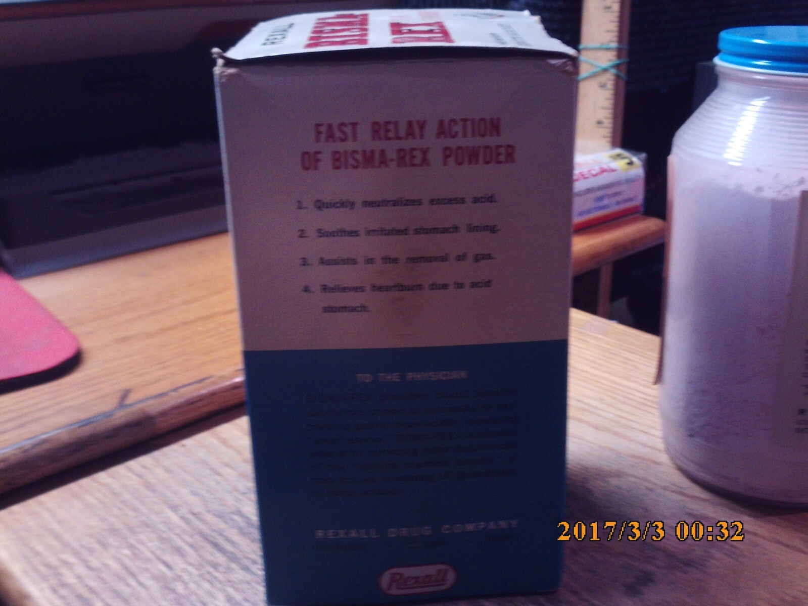 NOS Bisma-Rex Rexall 1lb Pink Powder For Upset Stomach