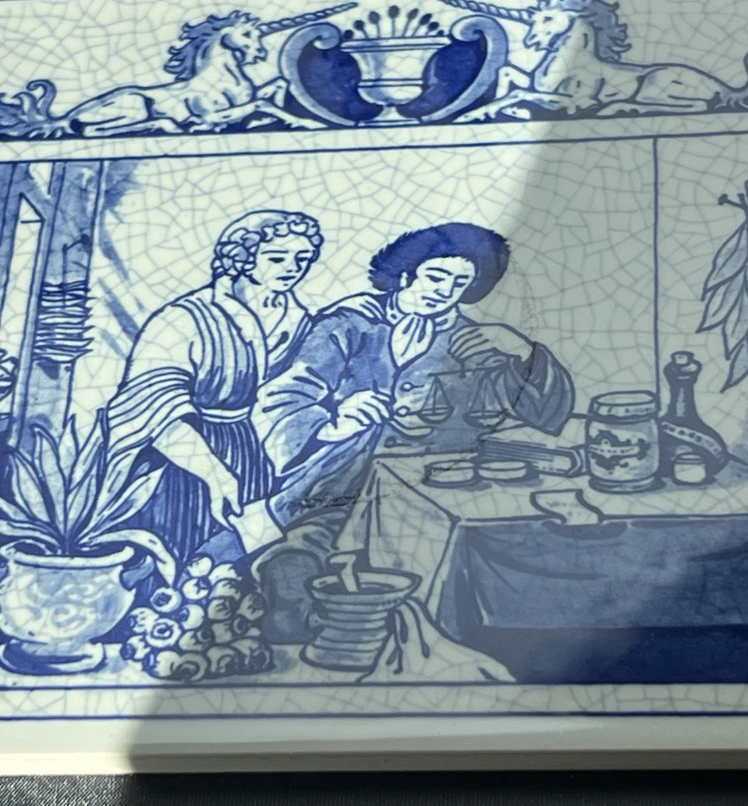 SET OF 5 DELFT HOLLAND PHARMACY SCIENCE TILES 1987 For BURROUGHS WELLCOME CO.