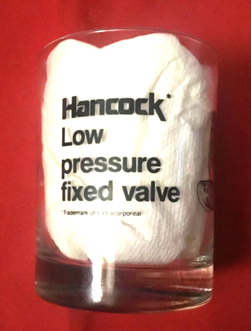 Extracorporeal Hancock Low Pressure Fixed Heart Valve Cocktail Glass Johnson