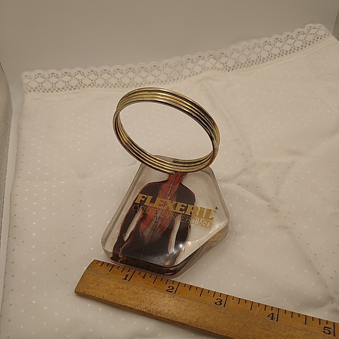 Flexeril Lucite Metal Ring Letter Holder Merck Co Drug Rep Promo Pharma Vintage