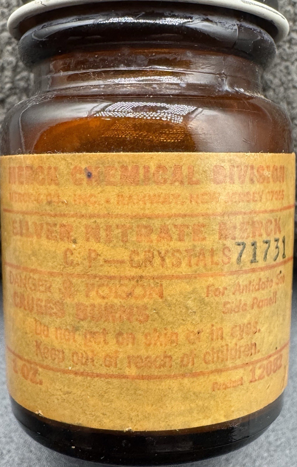 MERCK Silver Nitrate Merck Vintage Pharmacy Bottle New Jersey