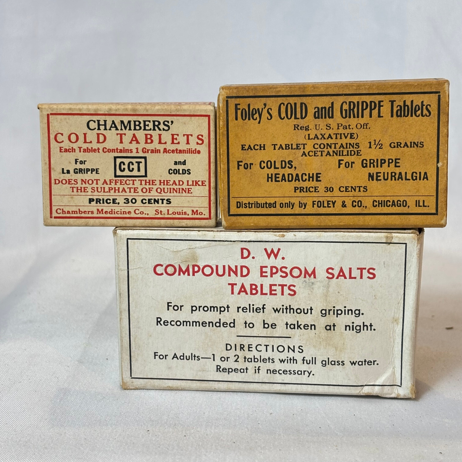 Vtg Henephs Foleys Dr Scholls Chambers DeWitts Pharmacy Lot In Original Boxes