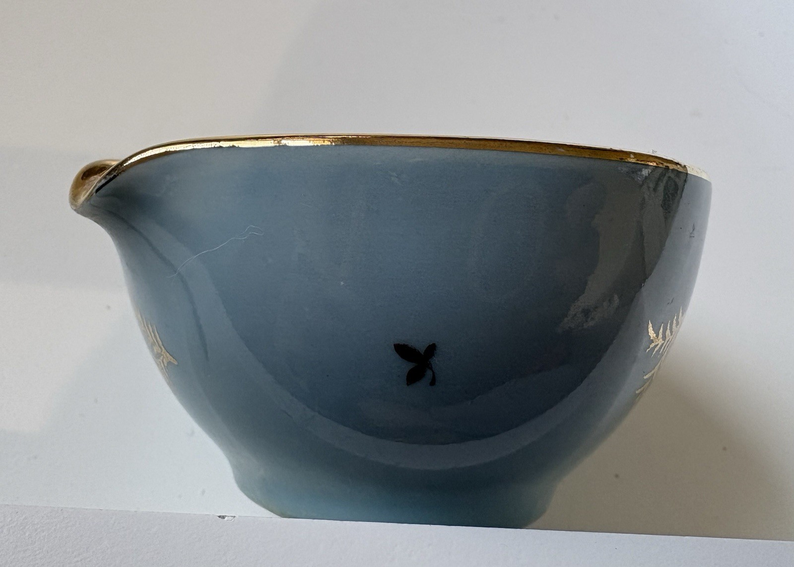 VTG Limoges Pharmacy Apothecary Mortar blue & gold 1954 Halifax MT Nicolas CPhA