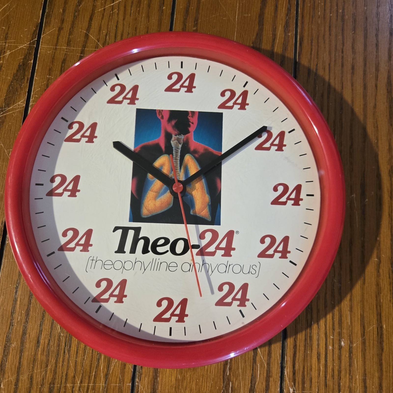 Theo-24 theophylline Pharmaceutical Drug Rep Promo Wall Clock Works Advertising