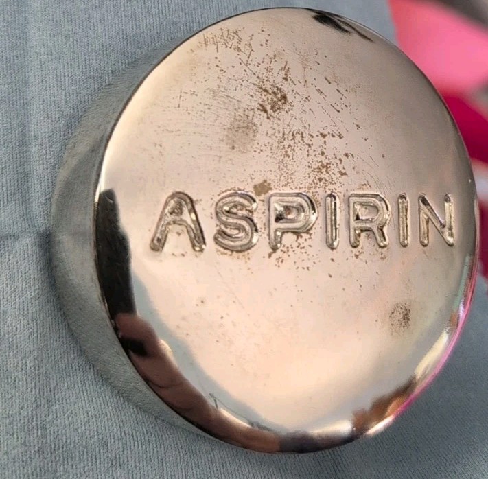 RARE Vintage Silver Oversized Novelty Asprin Paper Weight Pharmaceutical