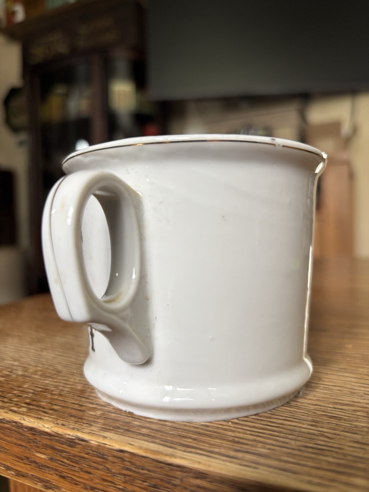 Vintage Apothecary Pharmacy Barber Shaving Mug Porcelain Enameled Mortar Pestle