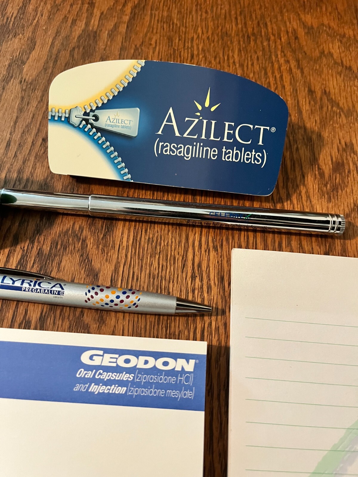 Pharmaceutical Rep Promo Items=Celebrex, Geodon, Lyrica, Azilect