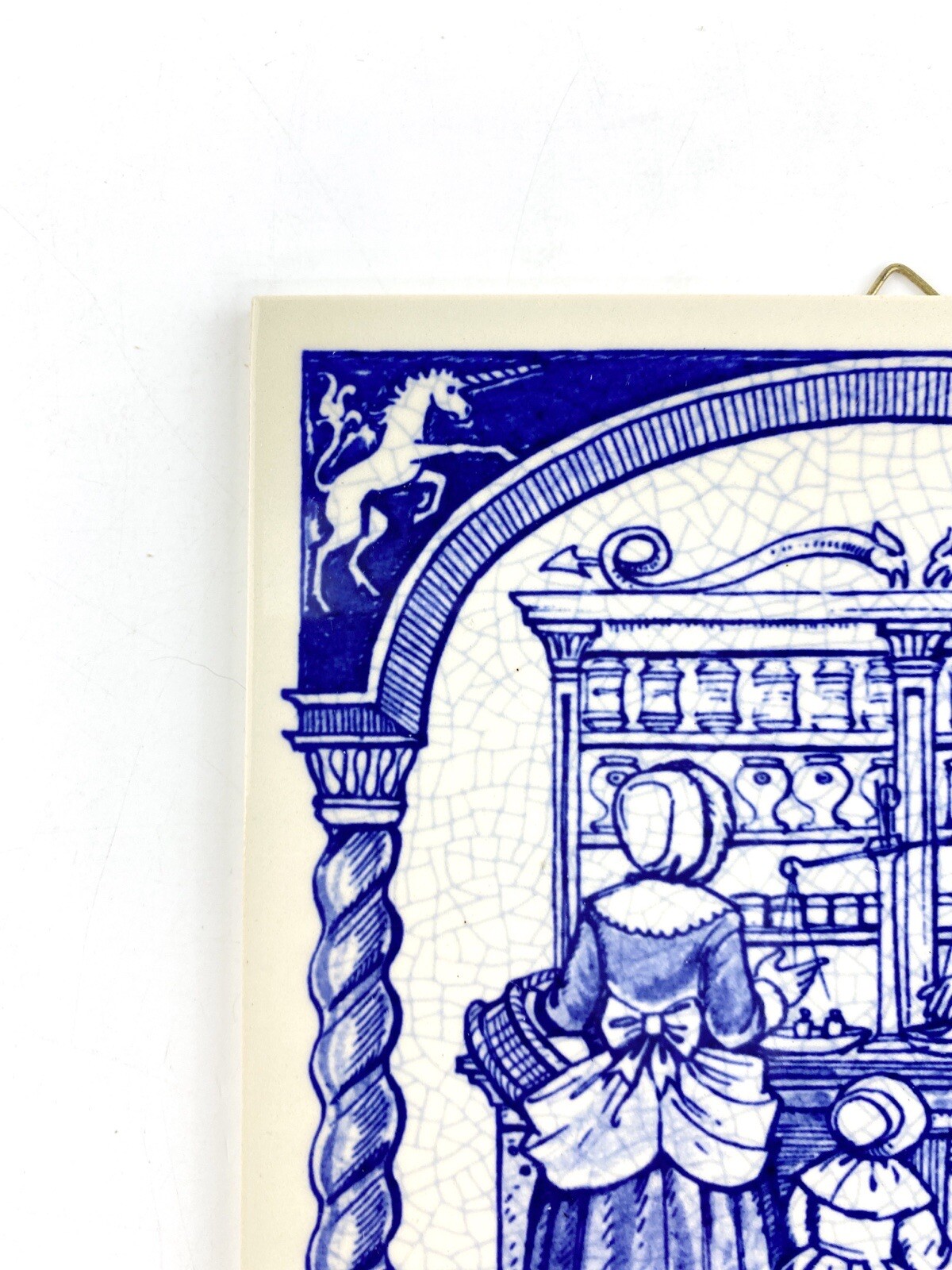 1988 Vintage Blue Delft Holland Handmade Ceramic Tile BW-1051 Burroughs Wellcome
