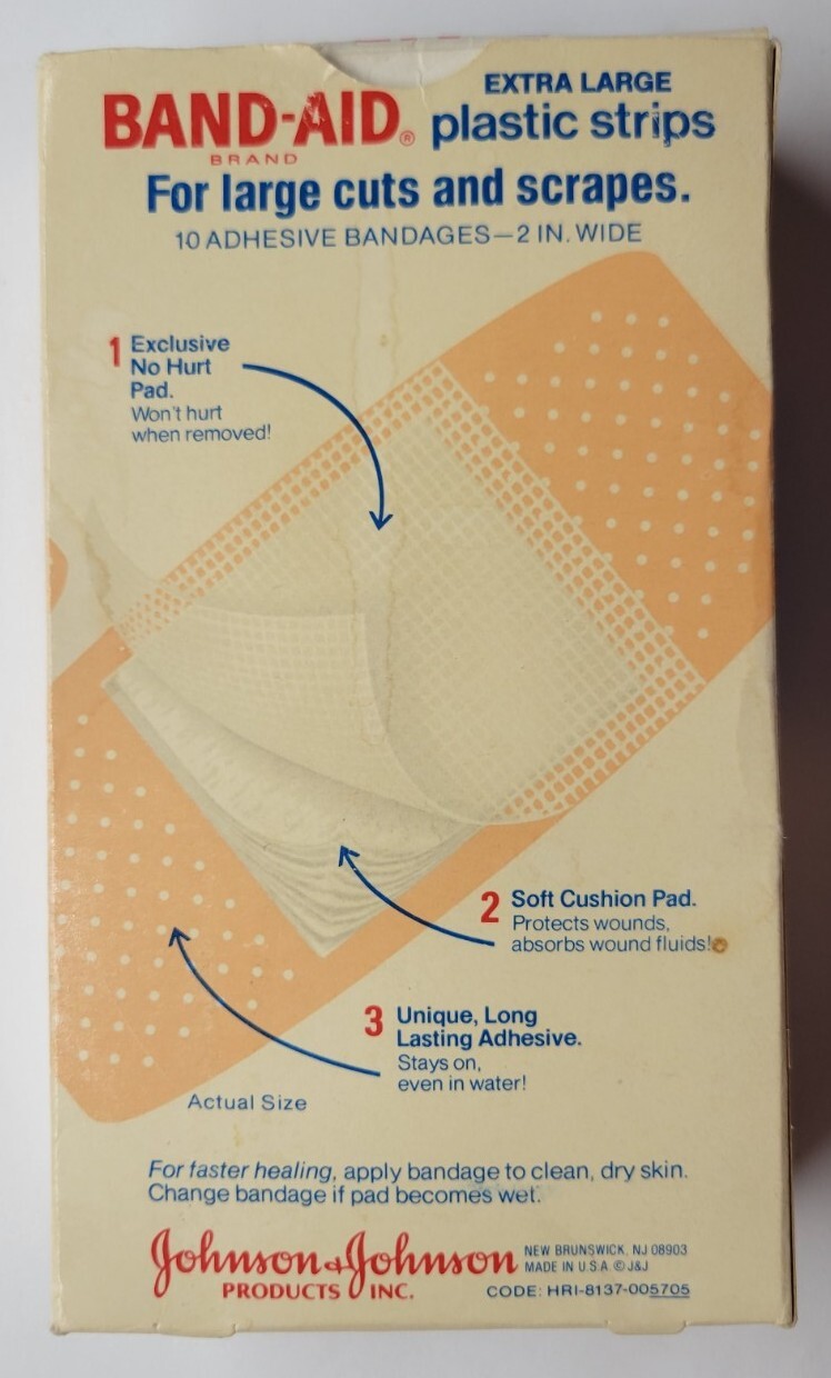 Vintage Band-Aid Extra Large Plastic Strips 2″ Bandages 10 Pack In Box