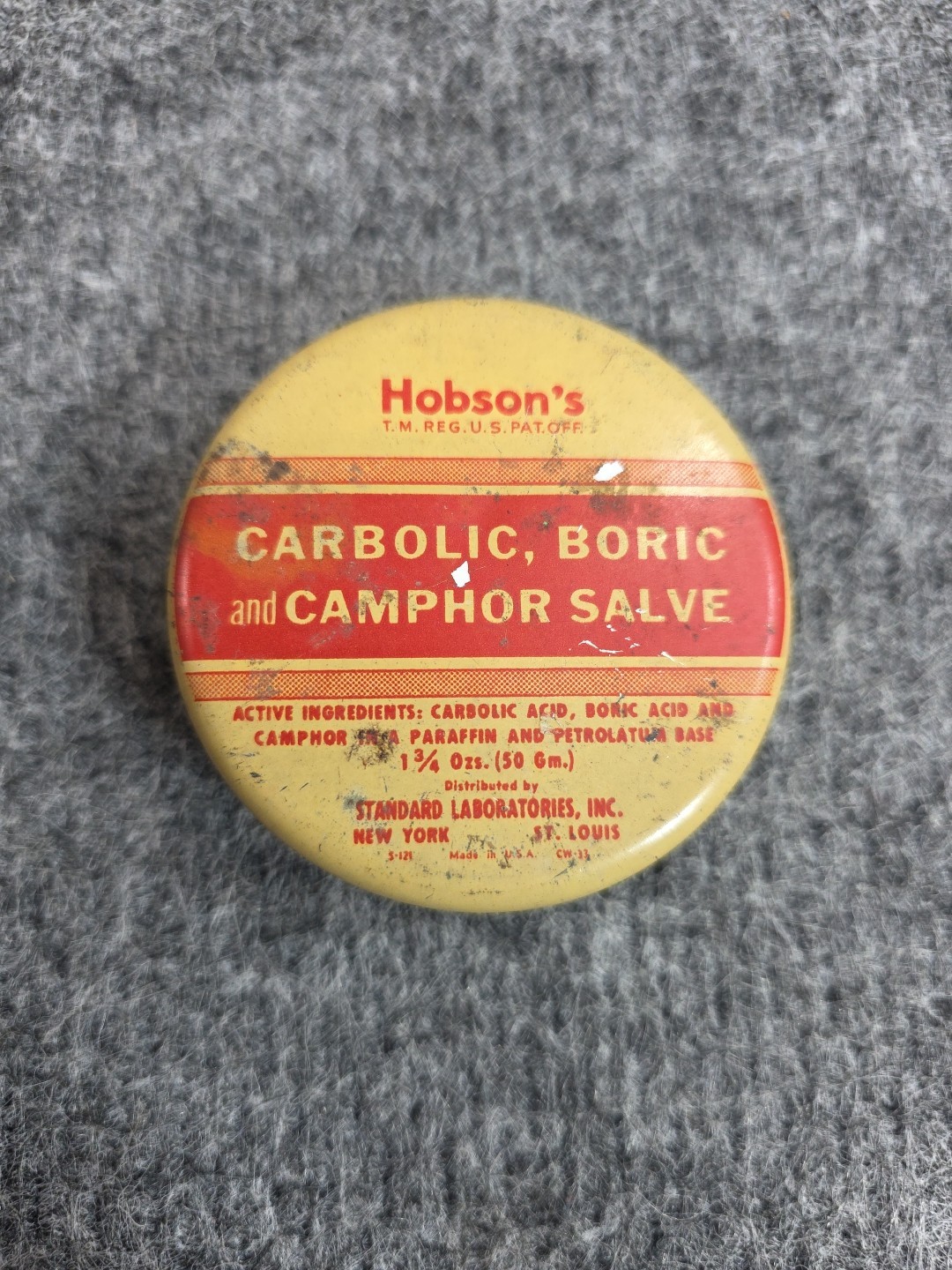Hobsons Carbolic Boric Camphor Salve Tin Antique Medicine Advertising New York