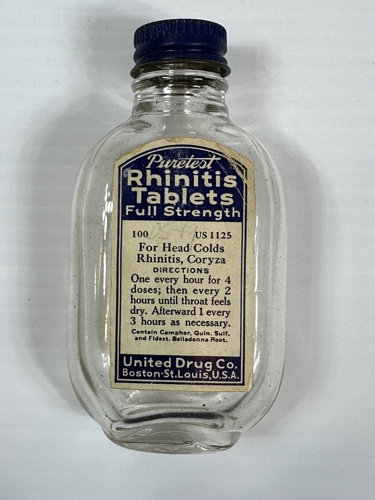 Antique Puretest Rhinitis Tablets Full Straight United Drug Co Sold At Rexall