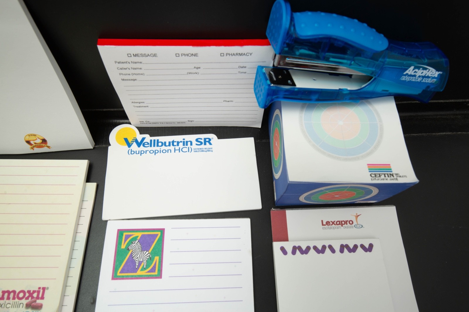 Pharmaceutical Drug Rep Partial Notepad Sticky Notes Stapler Message Pad Lot Vtg