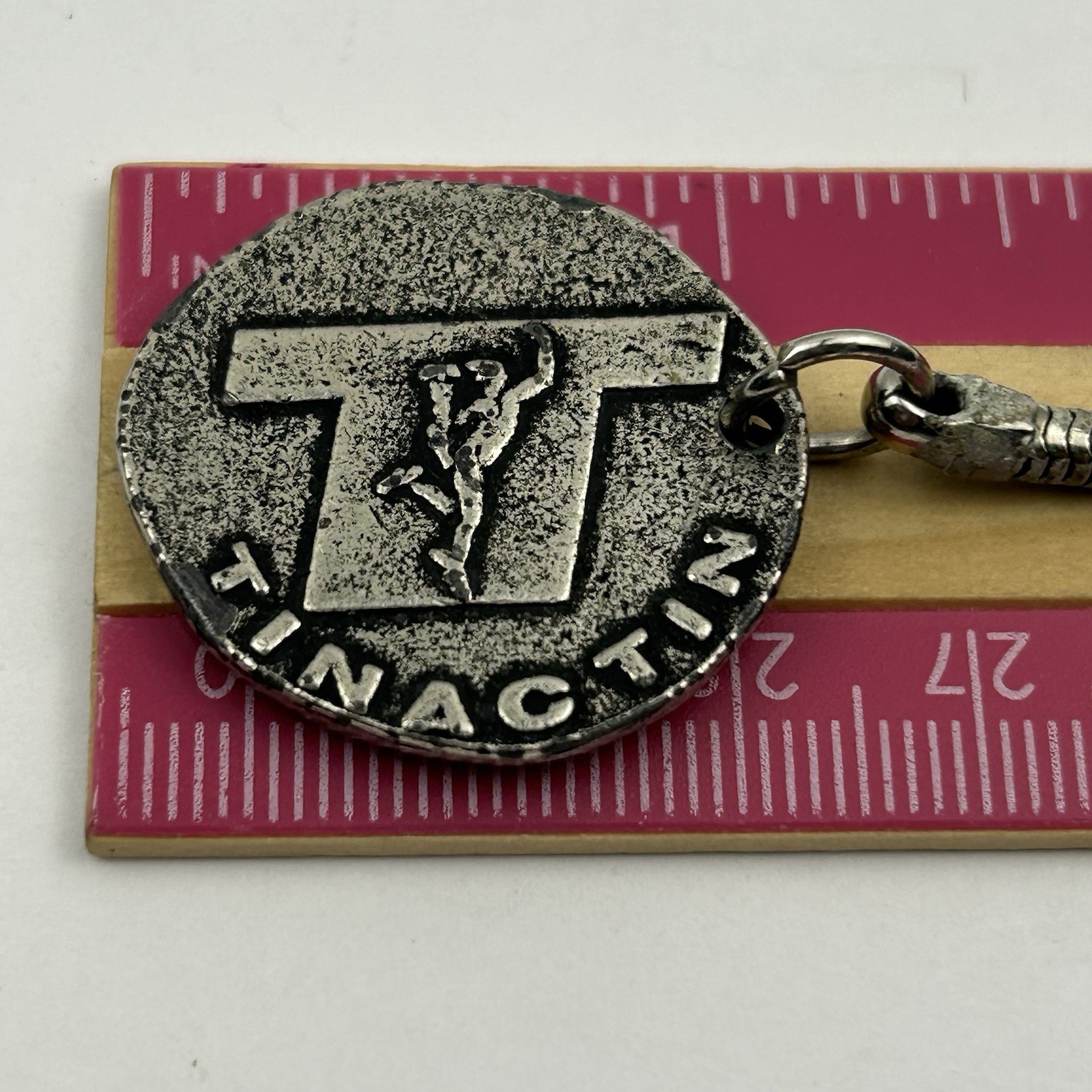 Vintage Tinactin Pharmaceutical Advertising Token Keychain – Wrestler Athlete