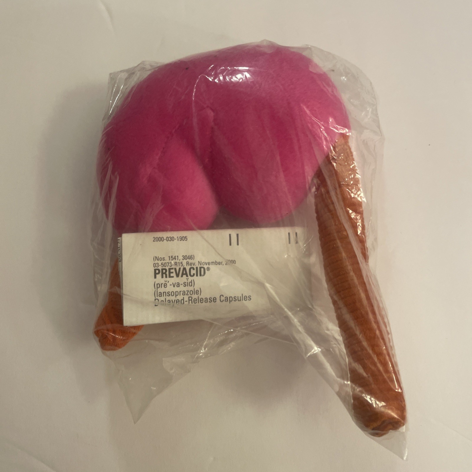 New in package Prevacid pharmaceutal plush stomach toy vtg yr 2000