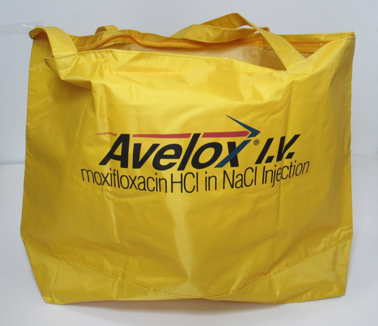 Huge Avelox Vinyl Zippered Tote Drug Rep Pharmaceutical Promo Advertising Yellow