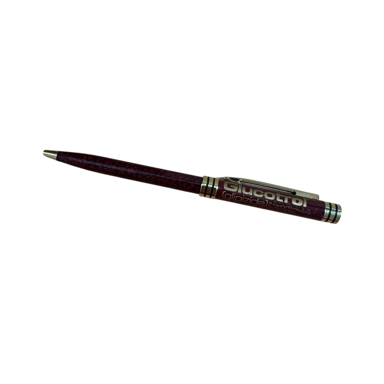 Burgundy Glucotrol Drug Rep Pharmaceutical Metal Pen Promo Vintage WORKS