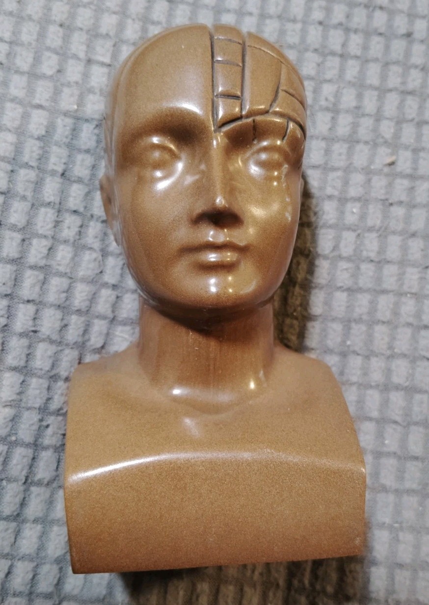Vintage Paxipam Phrenology Bust, Medical Advertising Paperweight 4-3/8” x 2.4”