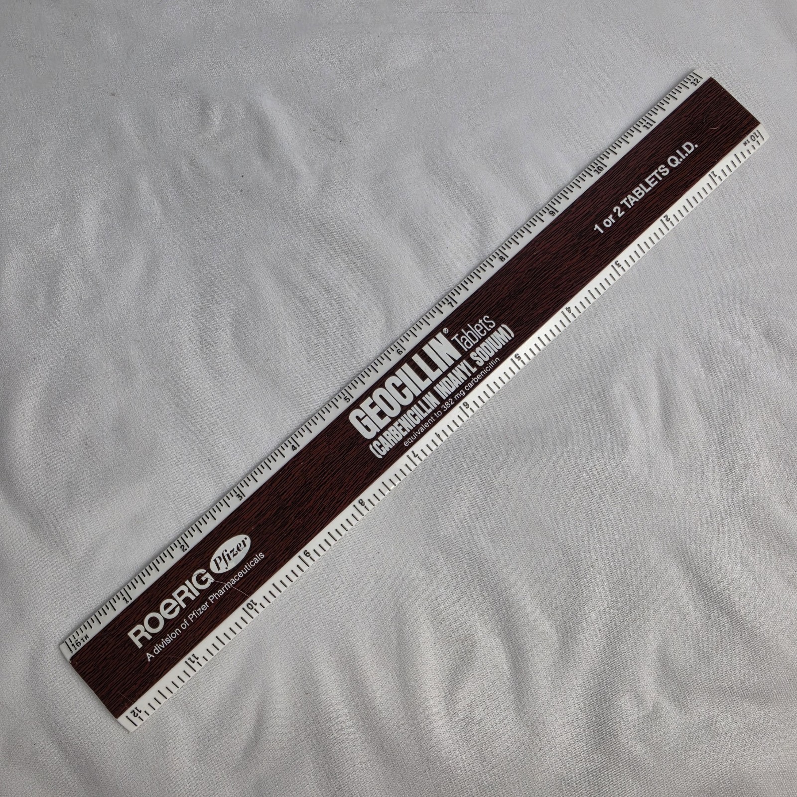 Vtg Pfizer Geocillin Roerig Pharmaceutical Drug Rep Plastic Ruler Advertising
