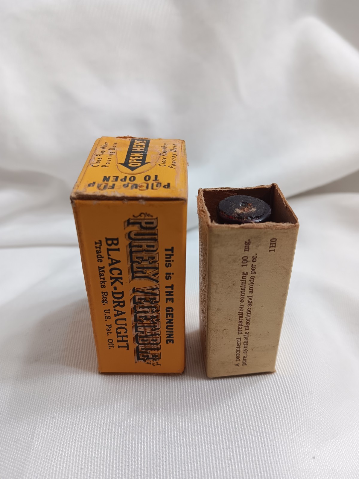 Pharmaceutical Box Lot Of 2 Black Draught Laxative & Nicotinamide Solution VTG