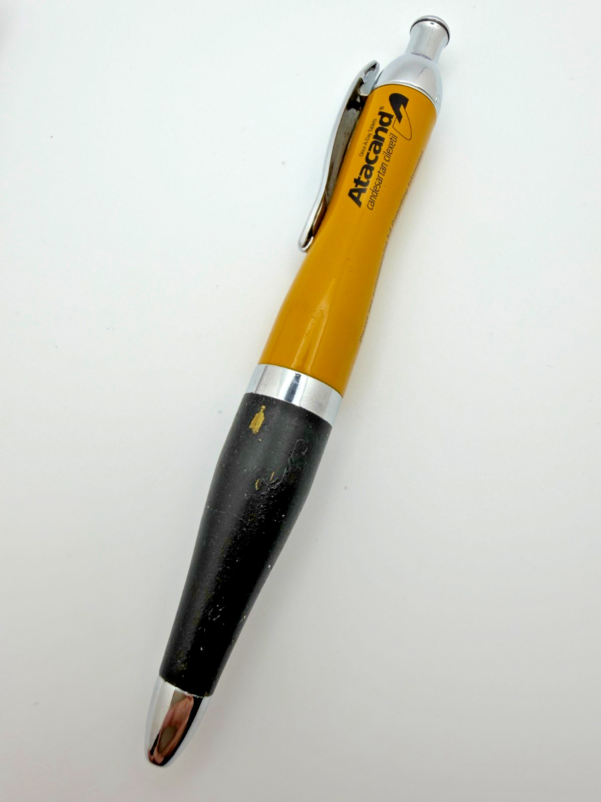 Atacand Heavy Metal Drug Rep Pen (tested & working) Grip Damaged Rough