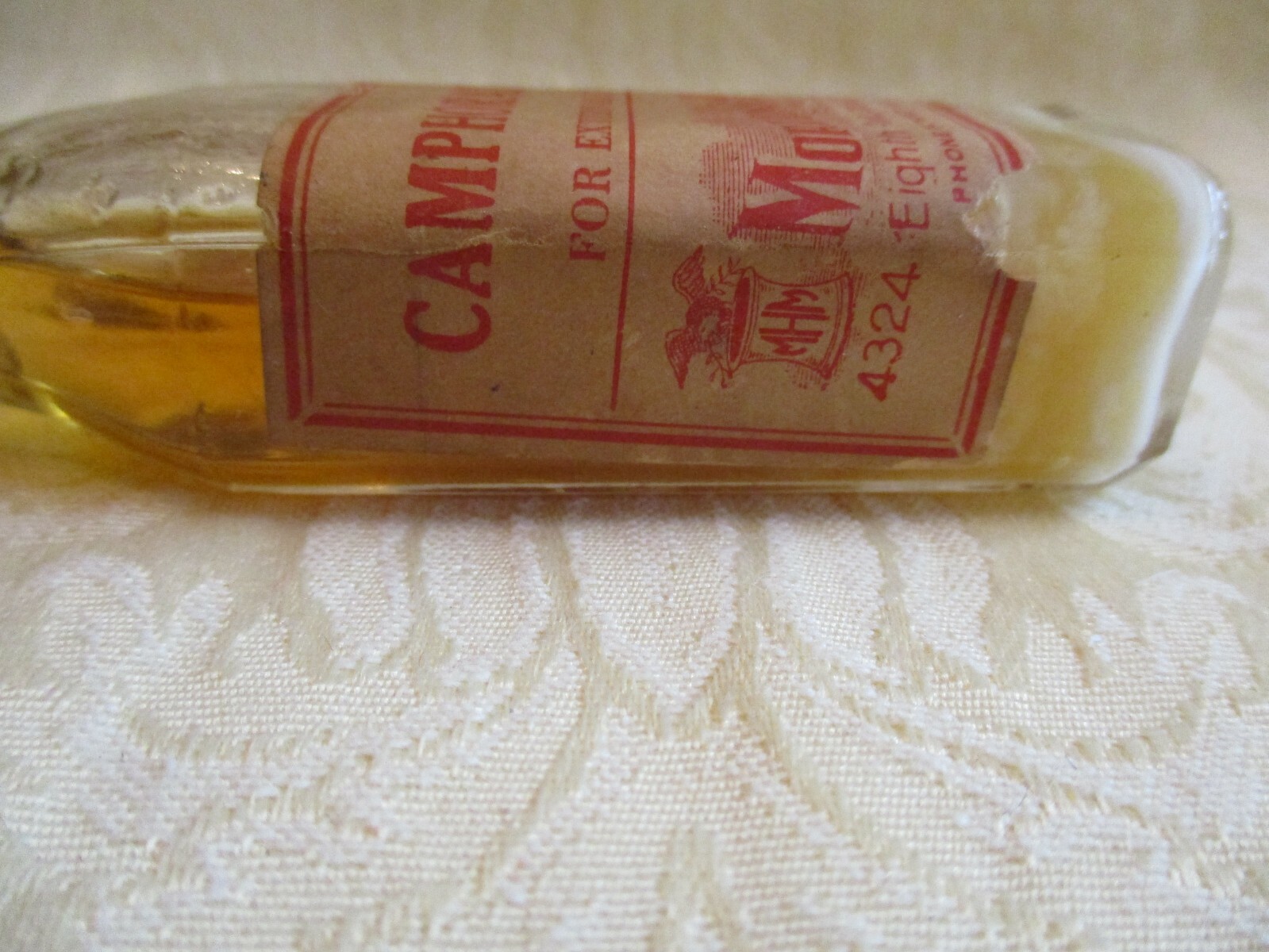 Vintage Morton’s Pharmacy Brooklyn, NY Camphorated Oil Small Glass Bottle