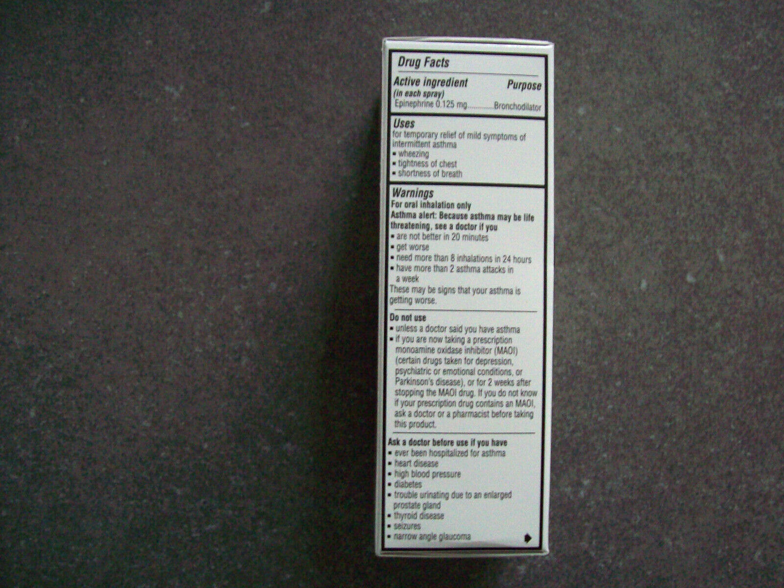 Primatene Mist Epinephrine Inhalation Aerosol Spray 160 Sprays Exp: 2027 SEALED