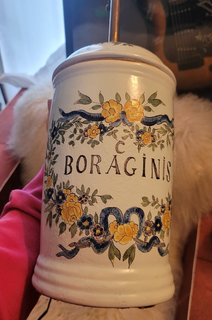 🌼💡VTG Apothecary Jar Pharmacy Drugstore Jar Lamp “Confect Boraginis”🌼💡